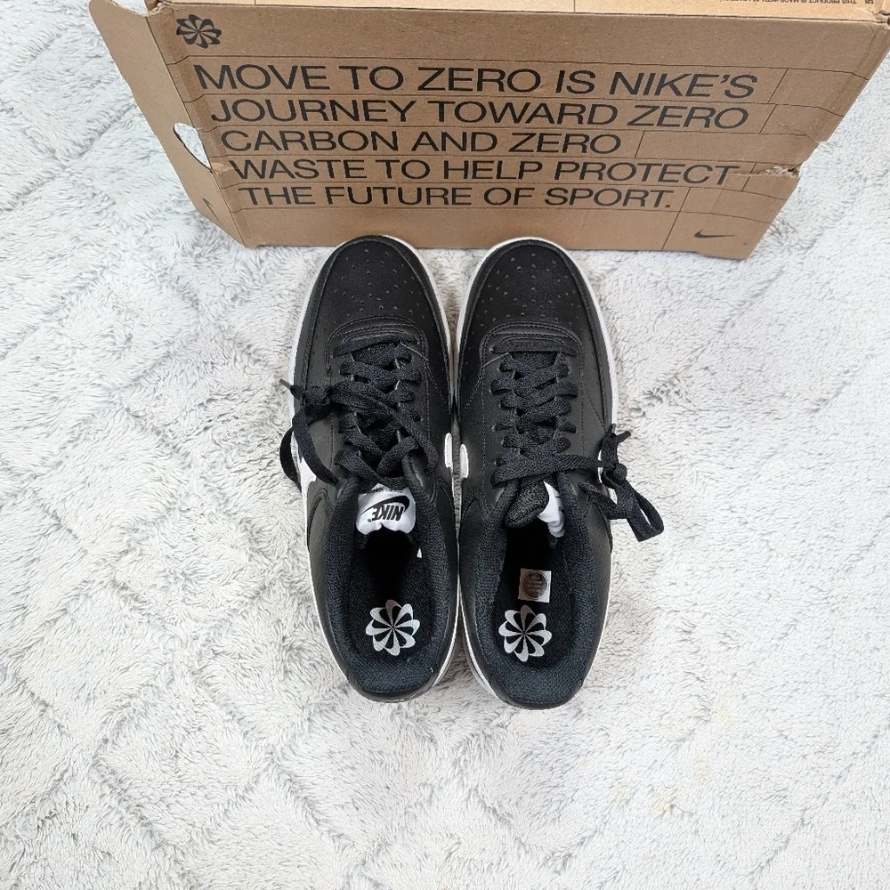 Nike Court Vision Low Next Nature Shoes Black White Mens Size 9 DH2987-001 NEW